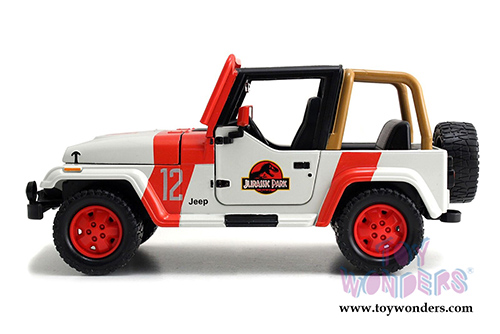 Jada Toys Jurassic World - Jeep Wrangler Off Road (1992, 1/24 scale diecast model car, Milk White) 97806